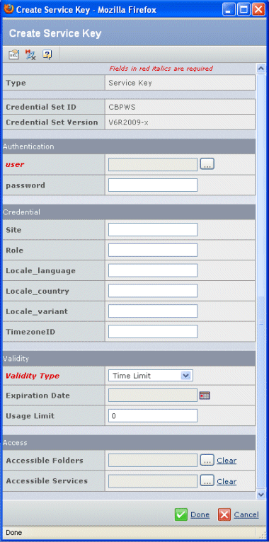 Create Service Key