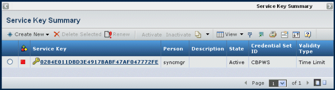 Service Key Summary